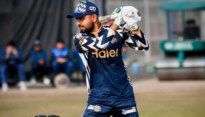 Peshawar Zalmi captain Babar Azam during a training session on February 10, 2024. —Peshawar Zalmi/Facebook/File