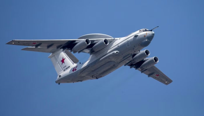 A Russian Beriev A-50 airborne early warning and control aircraft flies over central Moscow in May 2019. — BTA