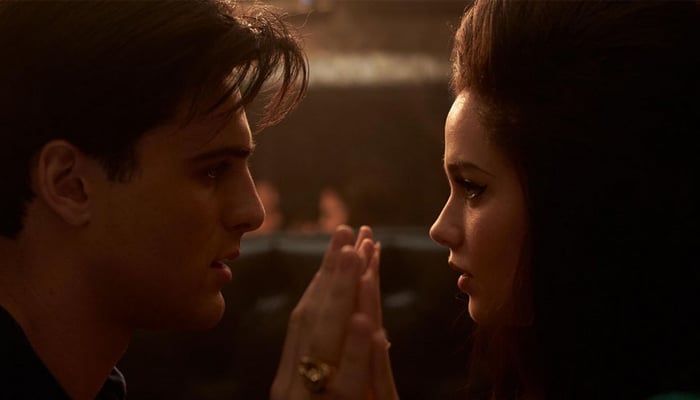 Jacob Elordi as Elvis and Cailee Spaeny as Priscilla