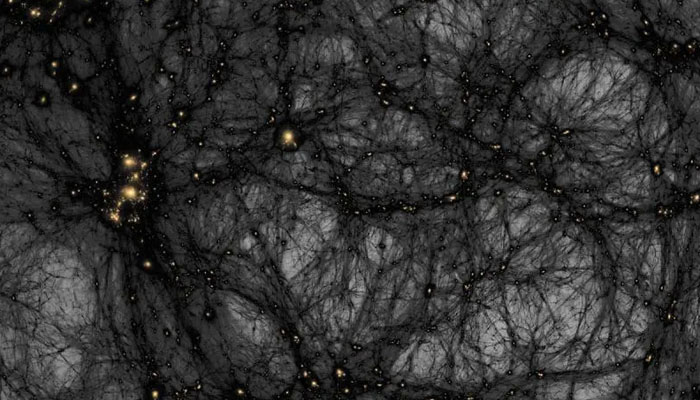 A simulation of the formation of dark matter structures from the early universe until today. — Nasa/File