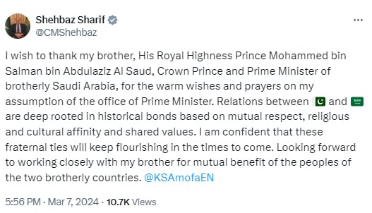 Shehbaz responds to Modis felicitation on PM election