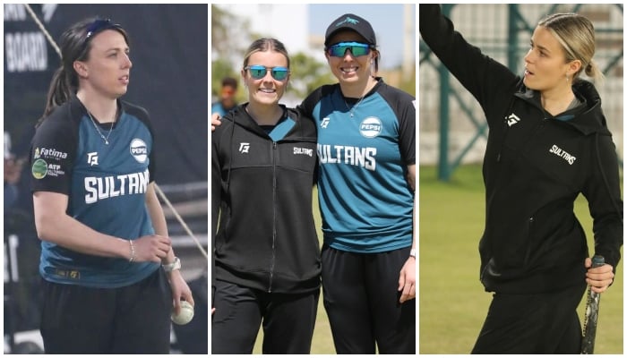 Bowling coaches Catherine Dalton (left), and Alex Hartley (right) during the training session of Multan Sultans at Pakistan Super League (PSL) 9 in these undated photos. — Reporter