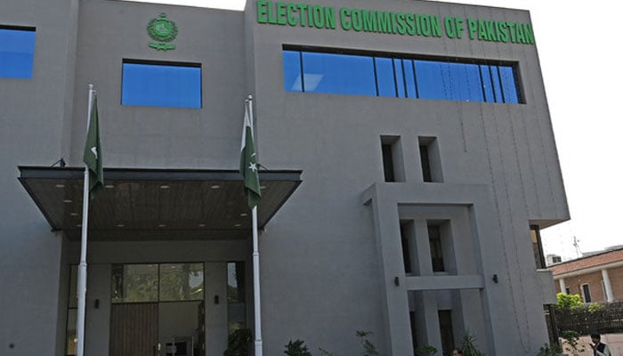 A general view of the Election Commission of Pakistan building in Islamabad on September 21, 2023. — AFP