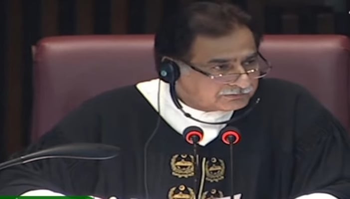 National Assembly Speaker Ayaz Sadiq is presiding over the National Assembly session on March 15, 2024. —Screengrab/ YouTube/PTV Parliament