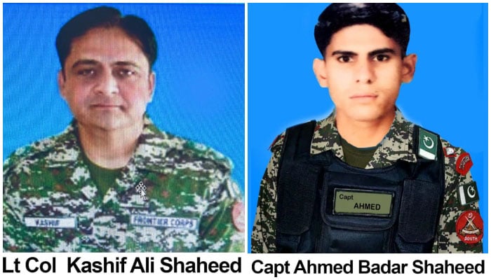 Photos of Lieutenant Colonel Syed Kashif Ali (left) Captain Muhammad Ahmed Badar. — ISPR