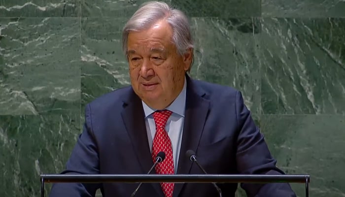 UN Secretary-General Antonio Guterres delivers remarks on the International Day to Combat Islamophobia 2024 in this still taken from a video. — YouTube/@unitednations