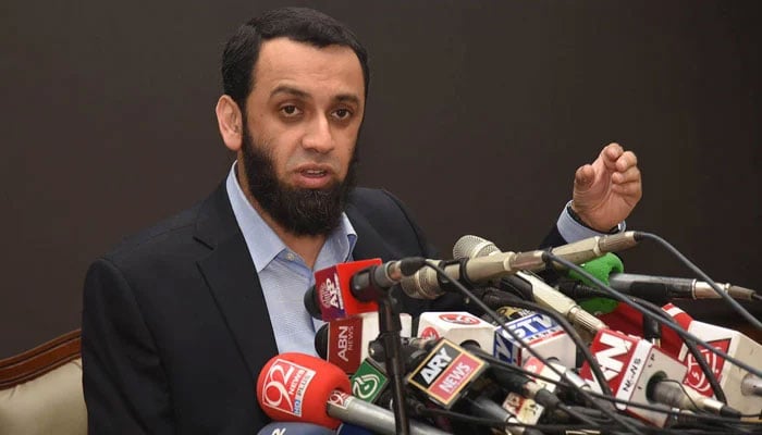 Federal Minister for Information and Broadcasting, Attaullah Tarar addressing a press conference on March 17, 2024. — APP
