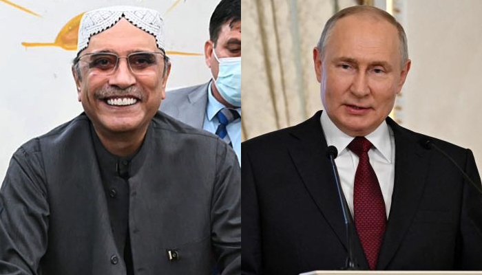 President Asif Ali Zardari and his Russian counterpart Vladimir Putin. — APP/AFP/File