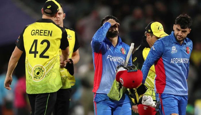 Australia and Afghanistans cricket players seen during a match. — AFP/File