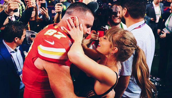 Taylor Swift spotted with Travis Kelce at a Kansas City Chiefs game. — GrosByGroup/File