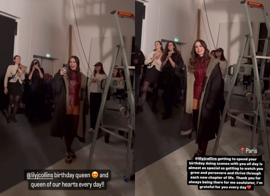 Ashley Park celebrates soul sister Lily Collins birthday during shooting