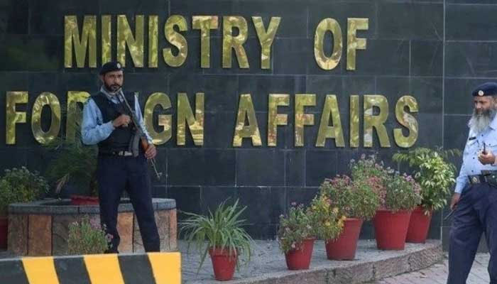 Security guards stand outside the Ministry of Foreign Affairs in Islamabad in this undated image. — AFP/File