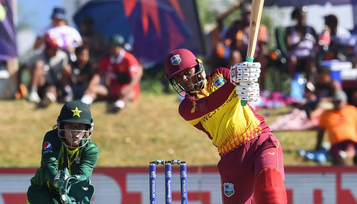 A West Indies womens team player plays a shot during a match against Pakistan. — ICC/File