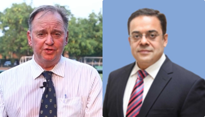Principal Aitchison College Michael Thompson (left) and Federal Minister for Economic Affairs and Establishment Ahad Cheema (right). —BARD Foundation/PTCL website/File