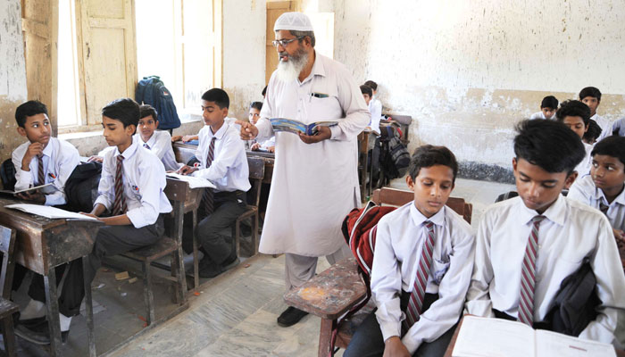 A teacher is teaching the students at school as 05 October is World Teachers Day , which is commemorate annually to pay tribute to the Nation builders. — Online