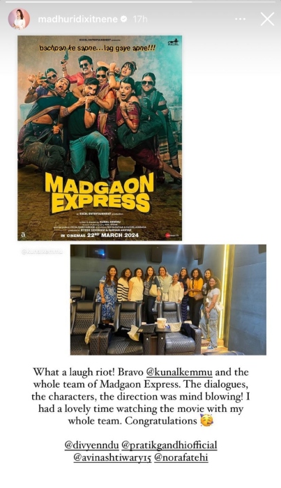 Madhuri Dixit applauds Kunal Kemmu’s first directorial debut film Madgaon Express