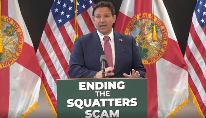 Florida Governor takes aim at squatters with new law. — Republican Florida Gov. Ron DeSantis signs bill addressing squatters into law. Gov. Ron DeSantis/FB