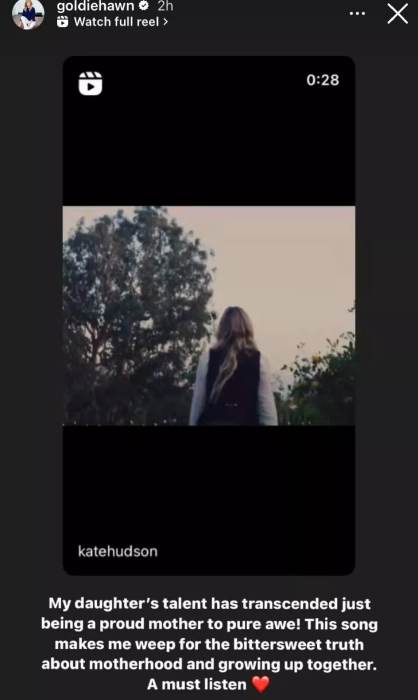 Kate Hudsons mother approves her recent song about motherhood: Makes me weep