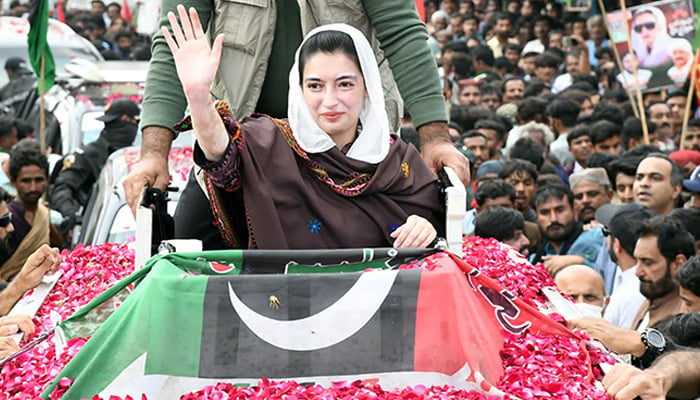 PPP leader Aseefa Bhutto-Zardari visits Badin in connection with February 8 general elections in Badin on January 30, 2024. — Online