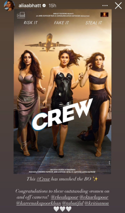 Alia Bhatt hails Crew women for smashing box office records