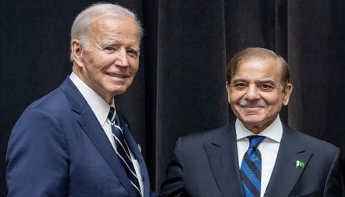Prime Minister Shehbaz Sharif (right) and US President Joe Biden. — APP/File