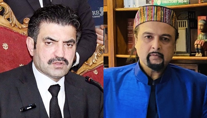 PTI lawmaker Sher Afzal Marwat (left) and Salman Ahmad, close aide of PTI founder Imran Khan. — NNI/X/@sufisal