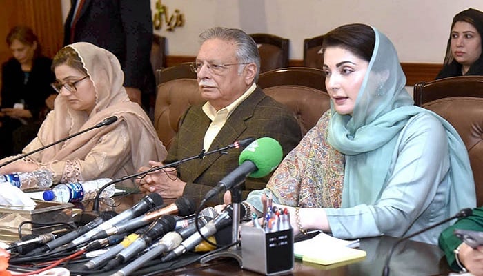 Chief Minister Punjab, Maryam Nawaz announcing the Ramadan Package in a press conference at Chief Minister House.—APP/File