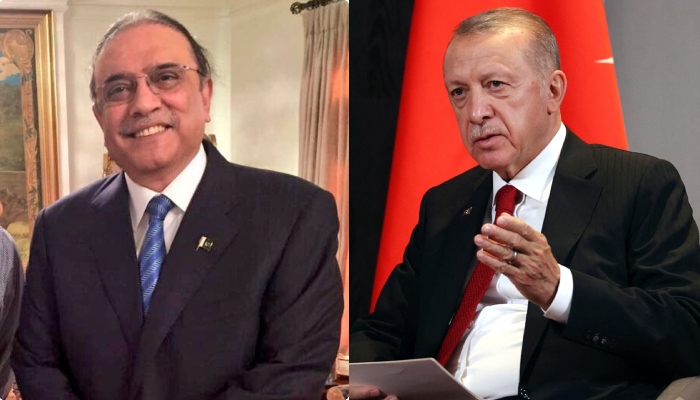Asif Ali Zardari (left) and Turkish President Recep Tayyip Erdoğan. — X/AFP/Files