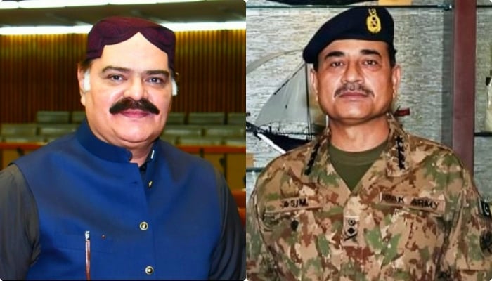 Pakistan Peoples Party (PPP) MNA Makhdoom Jameel Uz Zaman (left) and Chief of Army Staff General Asim Munir (right). —ispr.gov.pk/ na.gov.pk/File