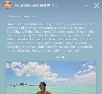 Kourtney Kardashian gives heartfelt reminder to new mommies