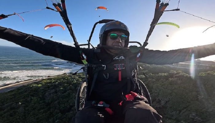 Ajmal Samuel is Asias first disabled (adaptive) paragliding pilot. — Supplied