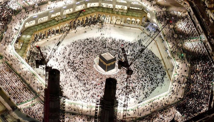 Aerial shot of the Holy Kaaba, undated.  — X/@insharifain