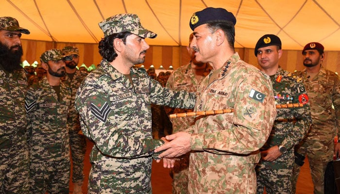 Army chief General Asim Munir meets troops in North Waziristan Agency, Khyber Pakhtunkhwa on April 10, 2023. — ISPR