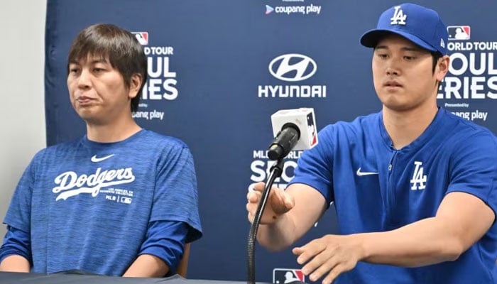 Federal charges leveled against Ippei Mizuhara, ex-interpreter for Los Angeles Dodgers star Shohei Ohtani. (Los Angeles Dodgers’ Shohei Ohtani (R) and his interpreter Ippei Mizuhara (L) attending a press conference at Gocheok Sky Dome in Seoul ahead of the 2024 MLB Seoul Series baseball game between Los Angeles Dodgers and San Diego Padres.— AFP File)