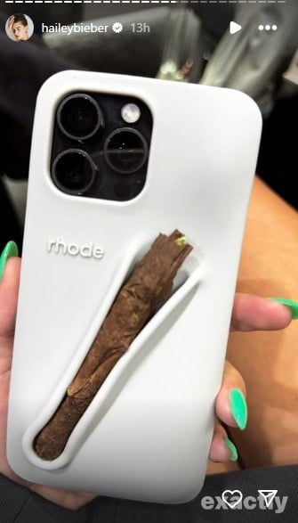 Hailey Bieber surprises fans by using Rhodes phone case as cigarette holder