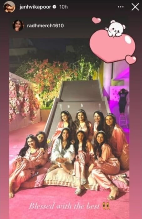 Janhvi Kapoor shares moments from most special Radhika Merchant’s bridal shower