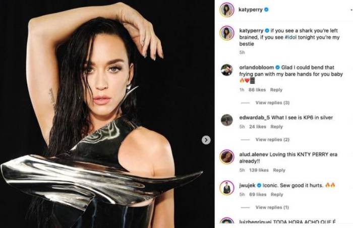 Orlando Bloom makes fun of Katy Perrys malfunctioning American Idol outfit