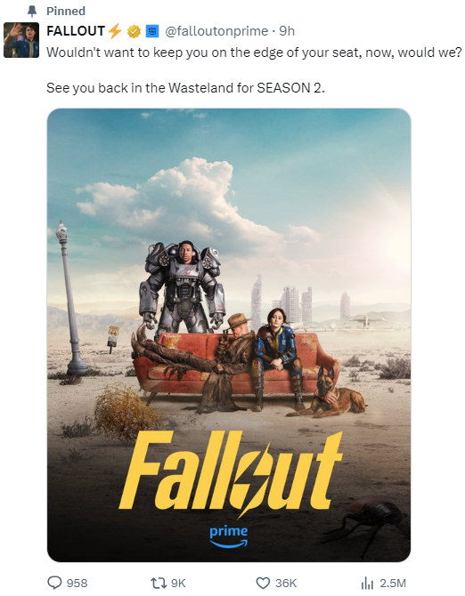 Amazon renews Fallout for Season 2: See You in the Wasteland