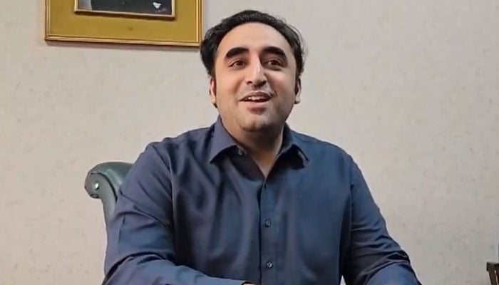 PPP Chairman Bilawal Bhutto-Zardari addresses the press conference on April 19, 2024, in this still taken from a video. — X/@MediaCellPPP