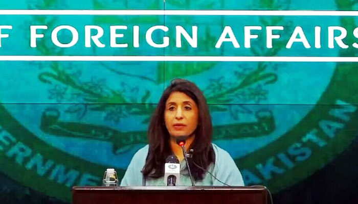 Foreign Office Spokesperson Mumtaz Zahra Baloch speaks during a press briefing. — APP/File