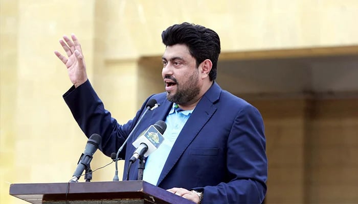 Sindh Governor Kamran Tessori addresses during the Entry Test for Information Technology (IT) Courses held at the Governor’s House in Karachi on July 16, 2023. — PPI