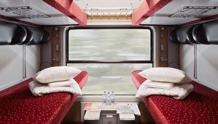 Inside of a sleeper train compartment. — EUROPEAN SLEEPER COÖPERATIE U.A.