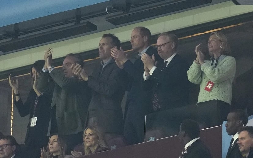 Prince William looks tense during Aston Villa match, observes medical emergency