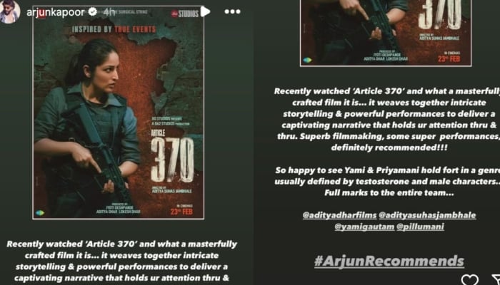 Arjun Kapoor heaps praise on Yami Gautams film Article 370