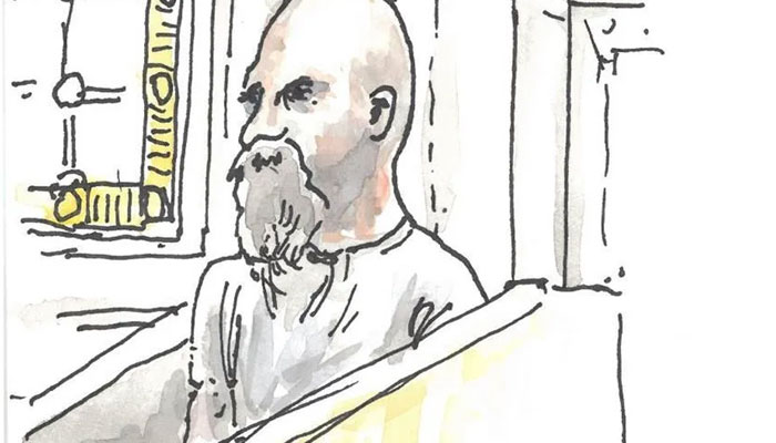 The sketch of Jeremy Skibicki while he attends the court. — Canadian Press
