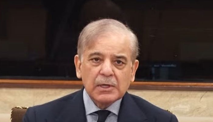 PM Shehbaz Sharif addresses a special cabinet meeting held in connection to last years May 9 riots in Islamabad on May 9, 2024. — Screengrab/YouTube/PTV News Live Stream