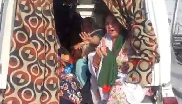 PTI leader Rehana Dar arrested by police on May 9, 2024. — Screengrab/X/@PTIofficial