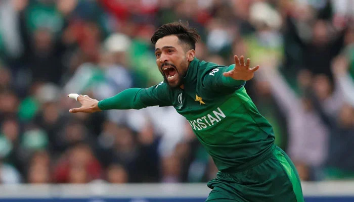 Mohammad Amir celebrates after taking a wicket in this undated photo. — ICC