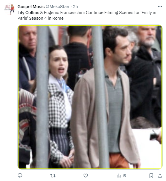 Lily Collins, Eugenio Franceschini spotted in Rome amid  Emily in Paris Season 4 filming