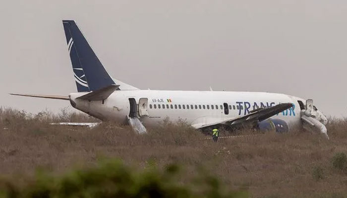 Passengers scream as Boeing 737 skids off runway and catches fire at Blaise Diagne International Airport in Senegal. —  AFP